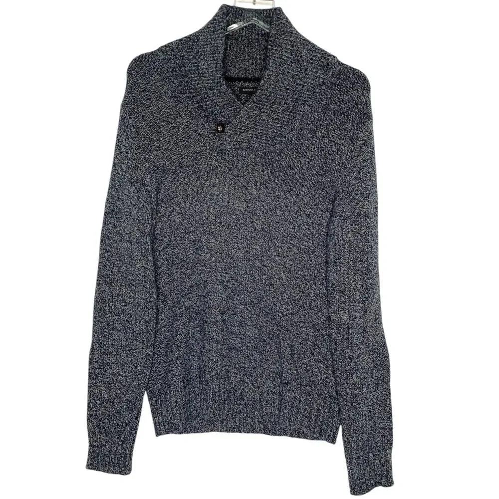 Banana Republic S Mens Cozy Shawl Sweater Heathered Gray Grandpa